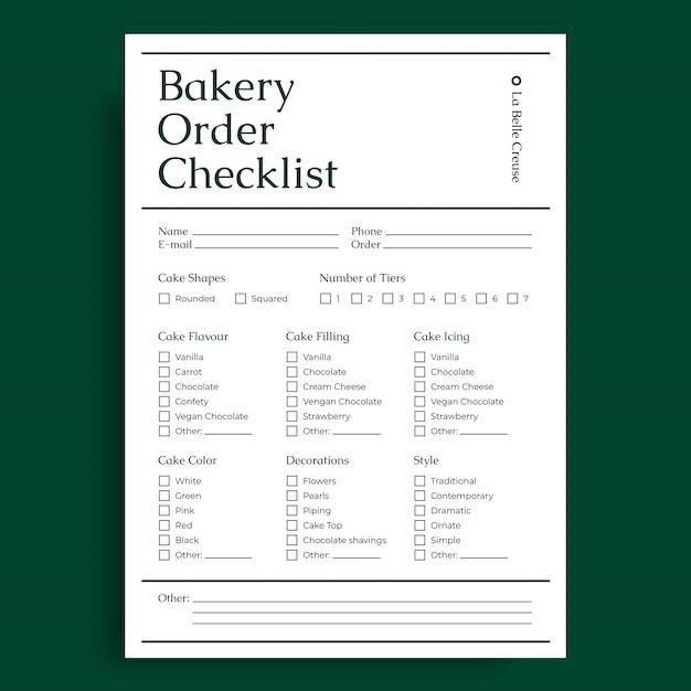 printable home bakery order form pdf